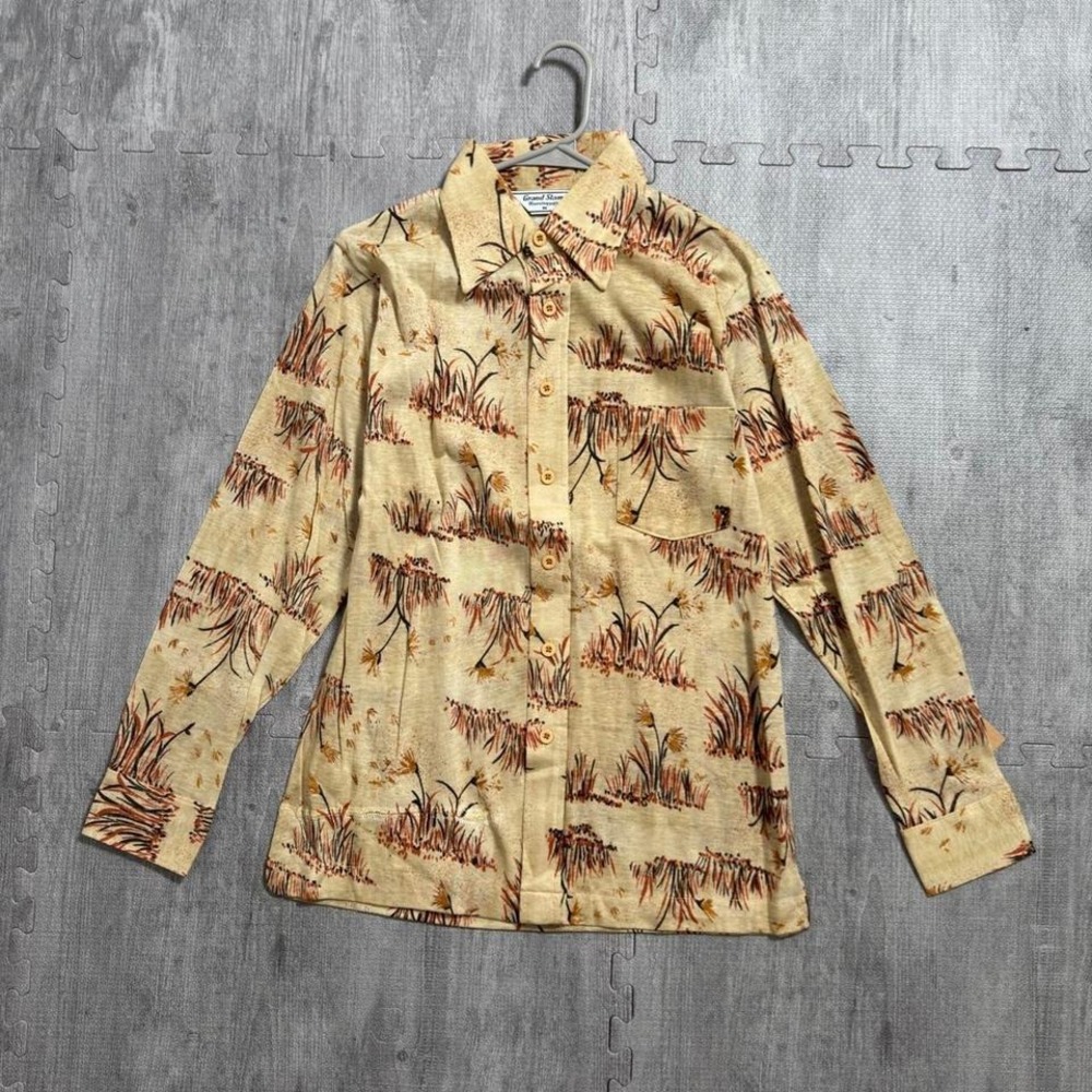 Vintage Botanical Naturecore Print Button Down Shirt Women's M‎